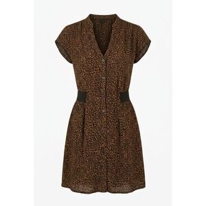 Guess Los Angeles Womens Leopard Print Button Mini Dress Brown Black Size M